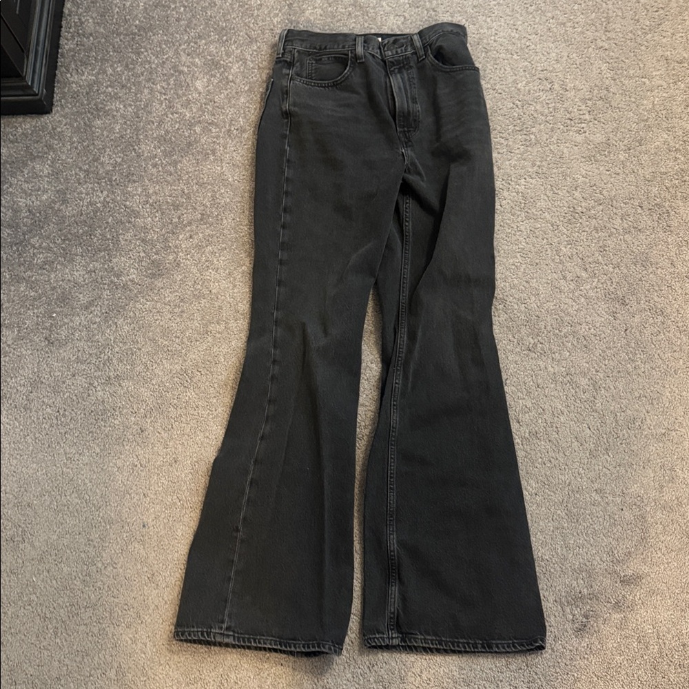 70s high Flare Black Washed Jeans